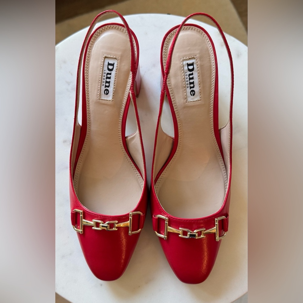 Dune London NWOT Leather “Detailed” Block Heel Slingback Pumps - Picture 4 of 13